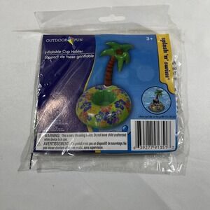 Splash-N-Swim Inflatable Drink Holder Palm Tree Drink Float Beer Soda New 9.5"